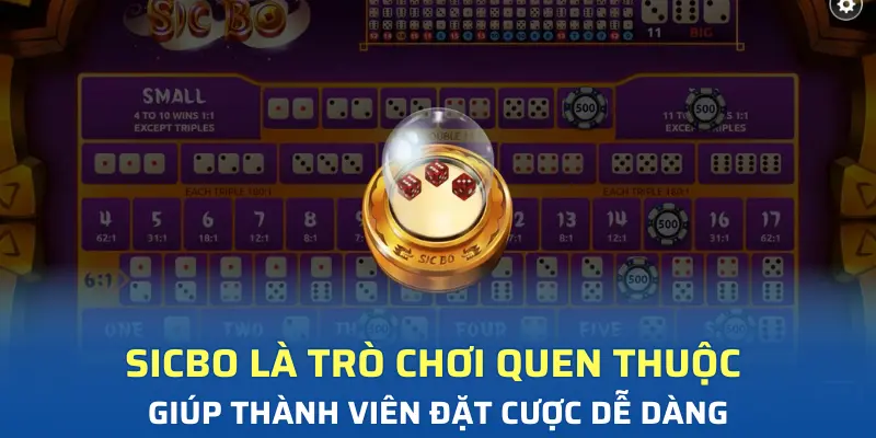 Sicbo là trò chơi quen thuộc giúp thành viên đặt cược dễ dàng